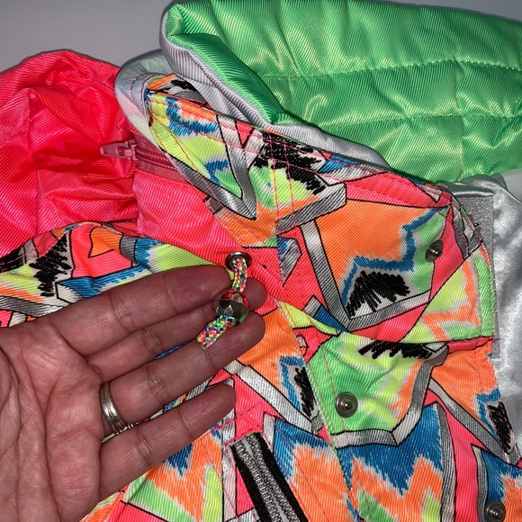 Team Phenix White Neon 80s Ski Jacket Small Medium - Picture 13 of 16